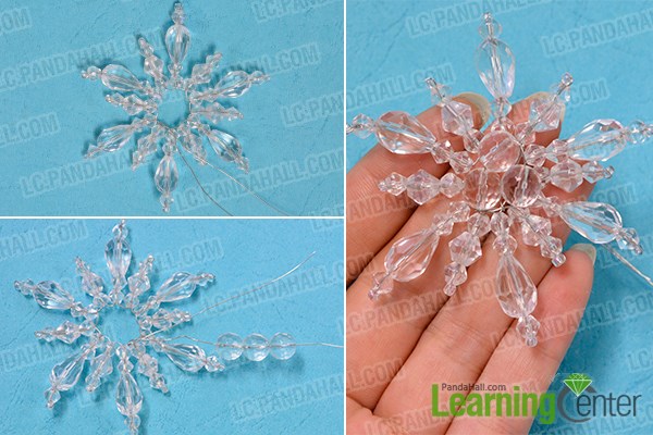 Finish the glass beaded snowflake