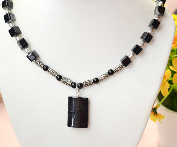 the cool black beaded necklace for men