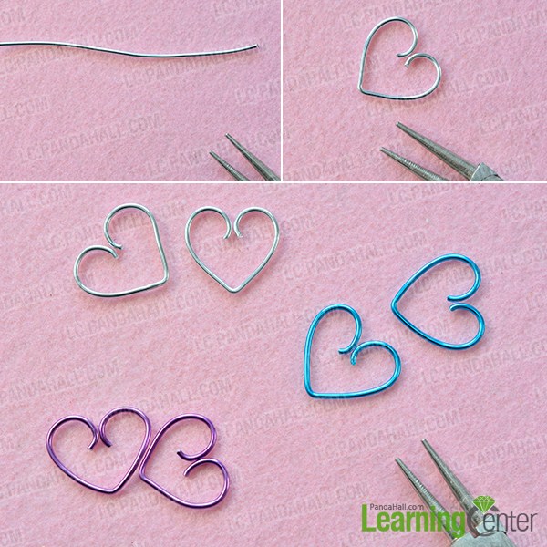 make the first part of the wire wrapped heart earrings