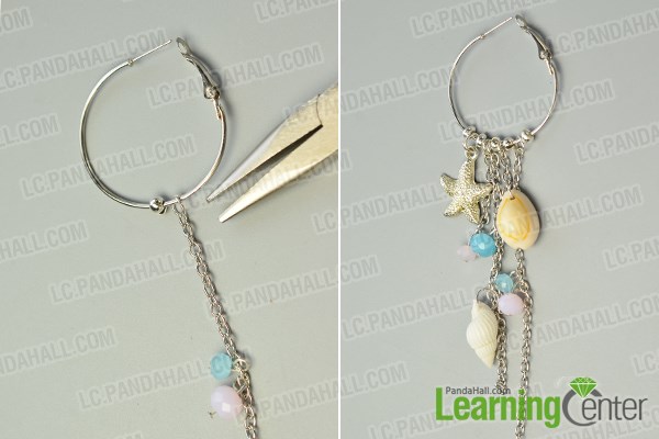 Finish the earrings by adding the tassels to the earring hoops