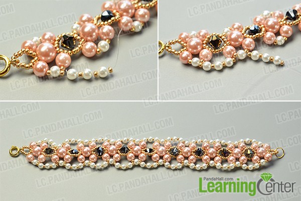 make the rest part of the pink and white pearl bead bracelet