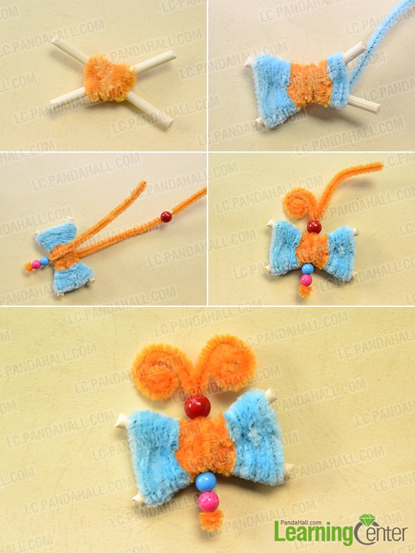 instructions on how to make the colored chenille stem dragonfly crafts
