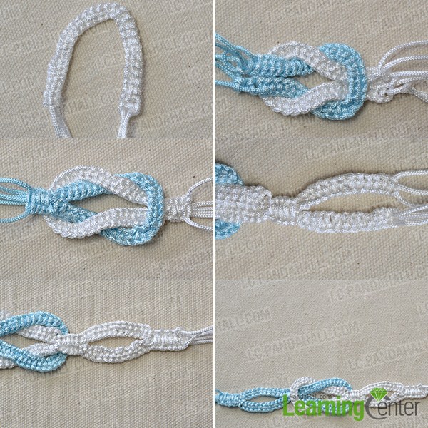 Make a string of blue knots 