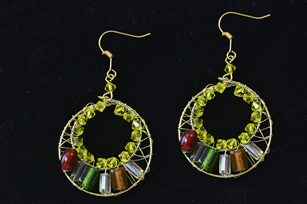 final look of the yellow hoop earrings