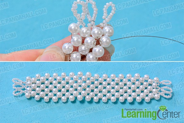 make third pearl strands for the cuff beaded bracelet
