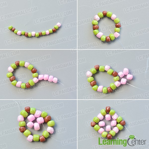 Make the first part of the fresh seed beaded flower bracelet