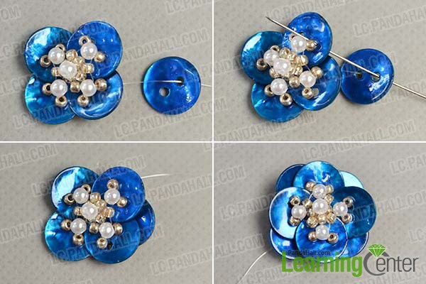 make the sixth part of the blue button flower ring