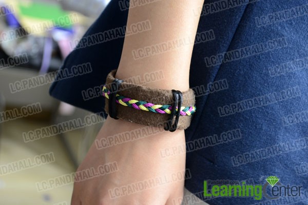 finished leather and string friendship bracelet