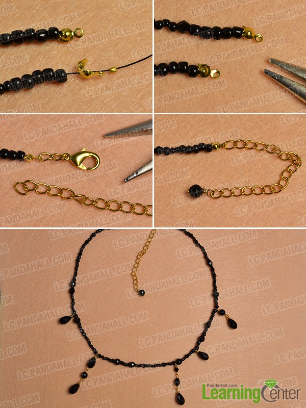 Finish the black bead choker necklace