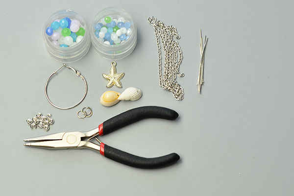 Materials needed to make the tassel hoop earrings