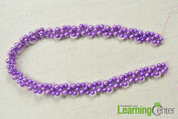 Add the lace for your own beautiful purple bead necklace