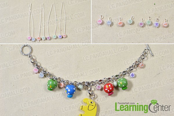 Add letter beads to the bracelet