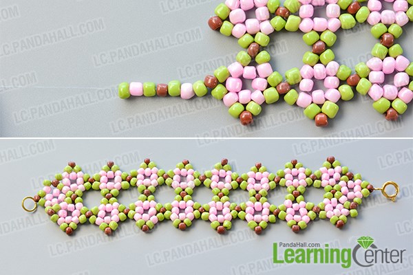 Make the sixth part of the fresh seed beaded flower bracelet