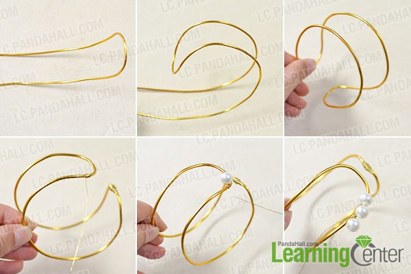 make the frame of the bangle bracelet and add pearl beads