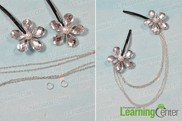 Link 2 hair clips with silver chain