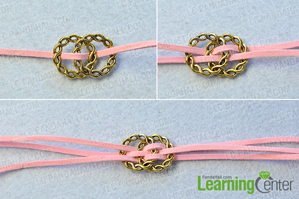 make the first part of the pink suede cord bracelet