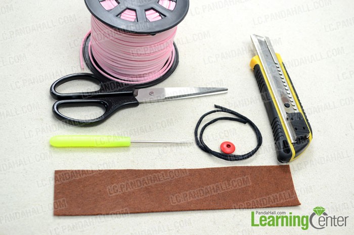 Supplies needed for the woven leather bracelet