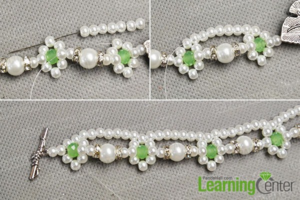 make the third part of the white pearl bead bracelet