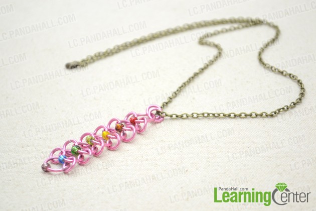 finished rainbow chainmail necklace