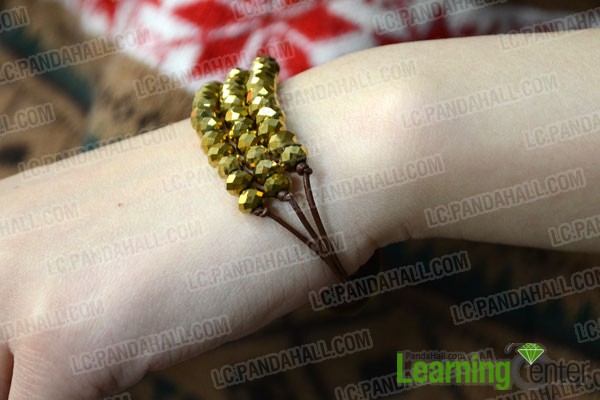 finished 3-strand beaded leather cord bracelet