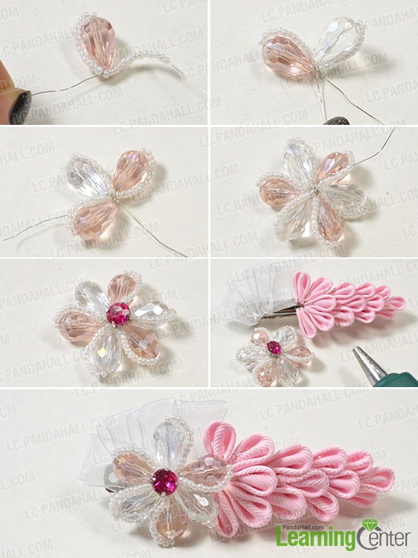 make the rest part of the pink ribbon flower hair barrette
