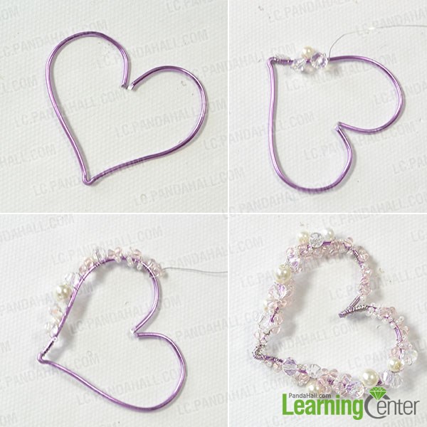 Make heart pendent with beads
