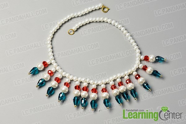 finish this elegant glass beads necklace
