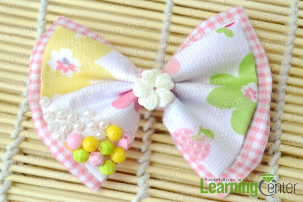finished fabric bow tie hair bow