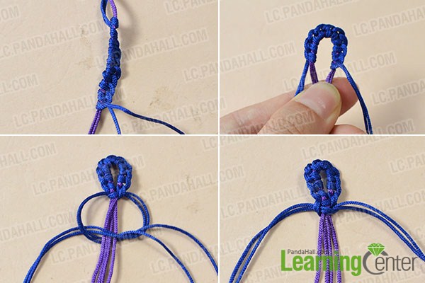 make the first part of the blue and red thread bracelet