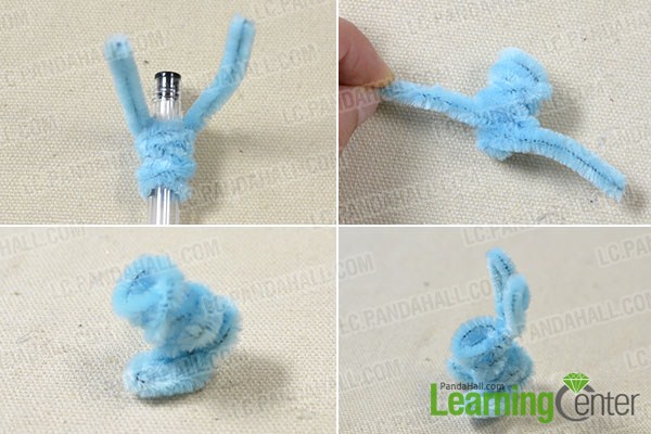 Make the chenille stick into rabbit shape