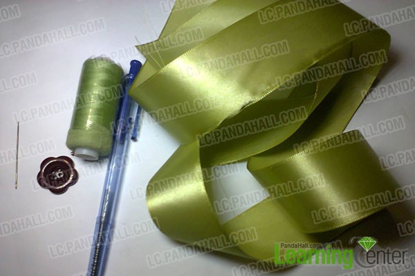 materials and tools for making ribbon flowers
