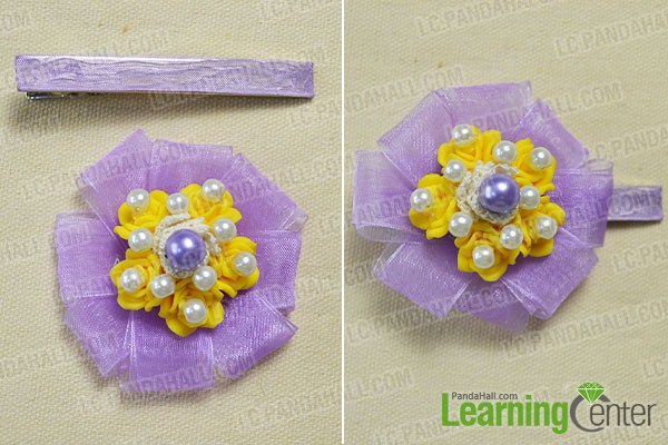 combine the flower and the hairclip together