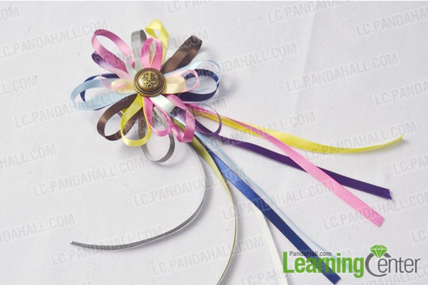 finished colorful ribbon flower hair clip