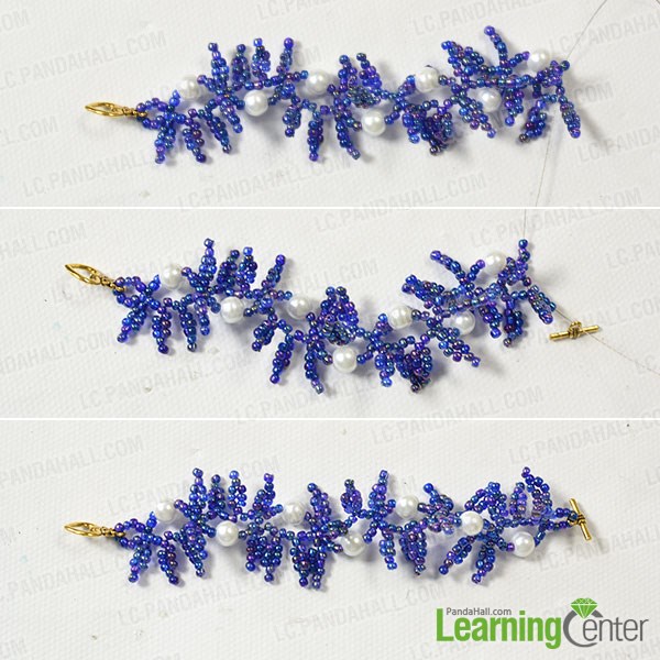 Finish the purple seed bead tassel bracelet