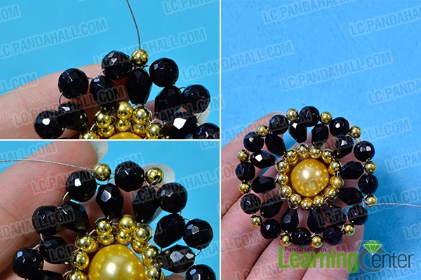 make the third part of the blue rhombus beaded flower brooch