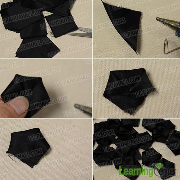 Make many black ribbon folded patterns