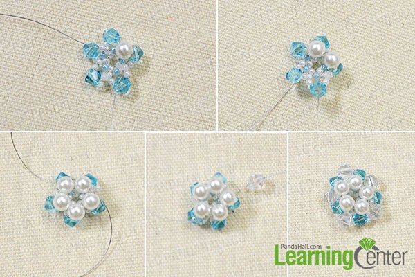 add pearl beads and white faceted glass beads