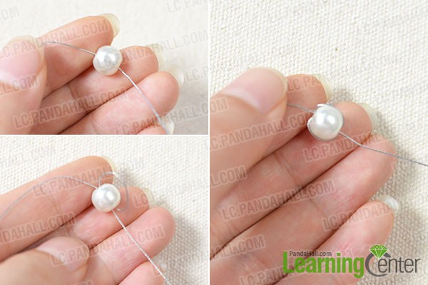  thread a 8mm white pearl bead on the middle side