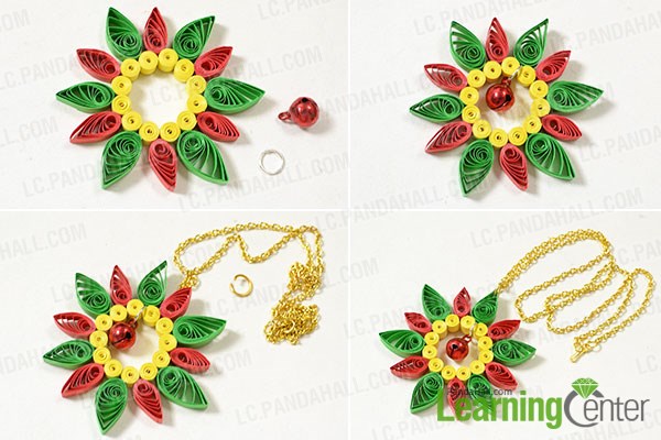 Finish the quilling paper flower pendent necklace