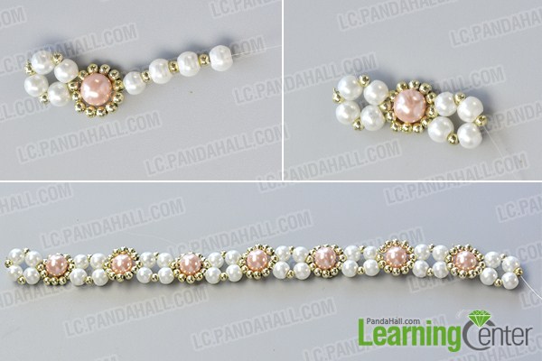 make the second part of the handmade pink and white pearl bracelet