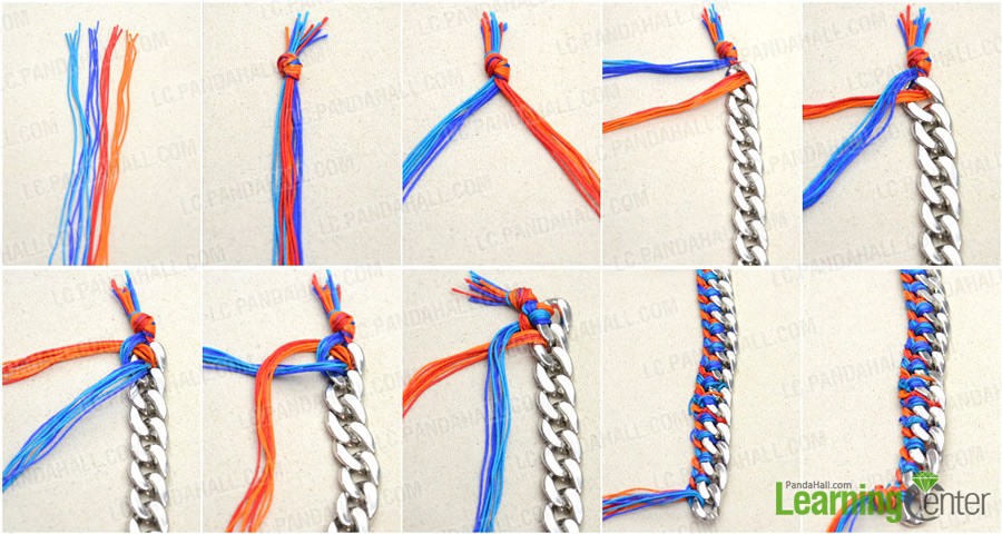 Step 1: Make braided bracelet along the chain