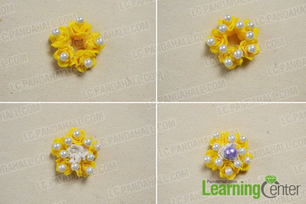 combine the five yellow resin cabochons together