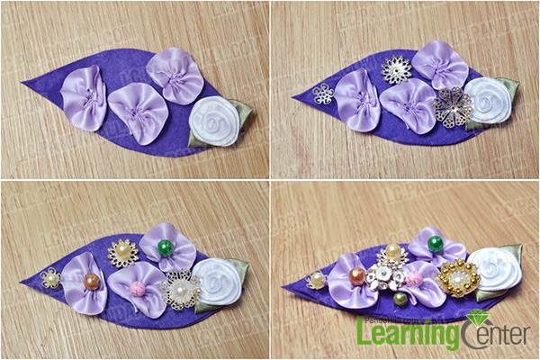 glue ribbon flowers and appliques