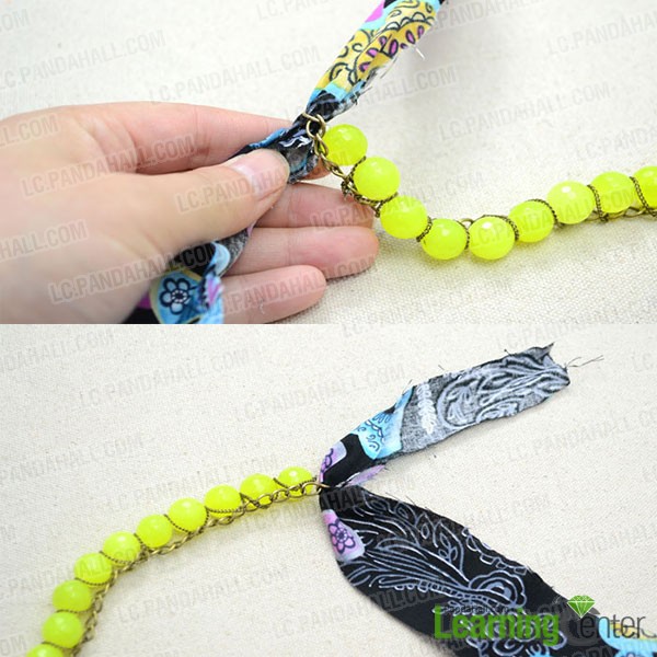 adorn the necklace with recycled fabric