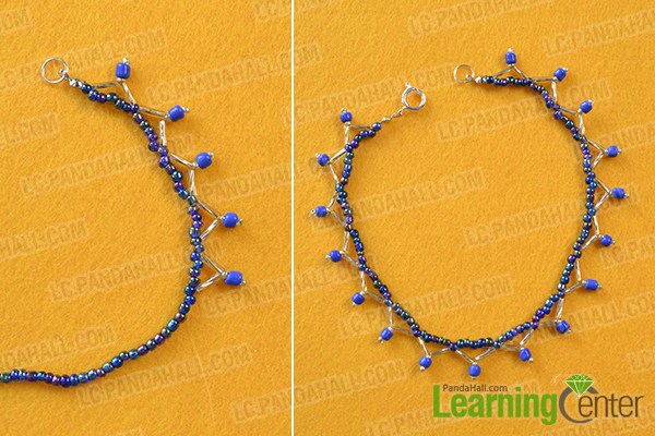 make the rest part of the homemade blue seed beaded anklet
