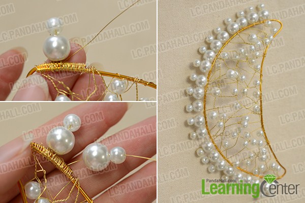 make the rest part of the white pearl crown headband