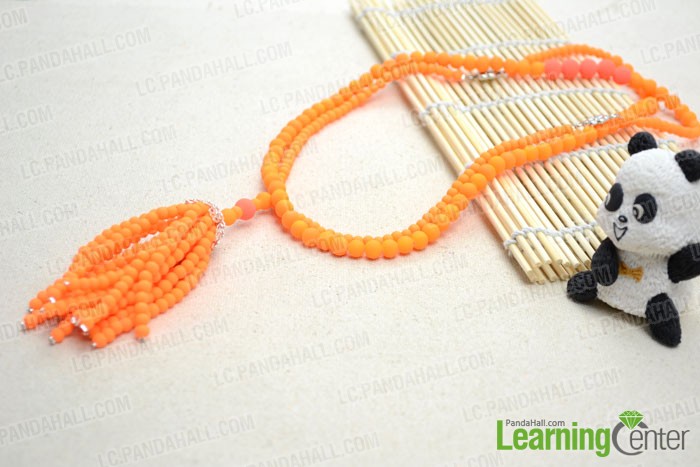 finished Tassel Necklace with Beads and Wire