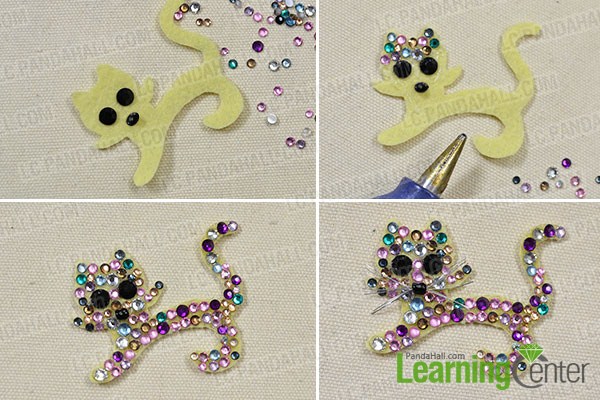 How to Make a Lovely Acrylic Rhinestone Cat Brooch Gift for Your Children 