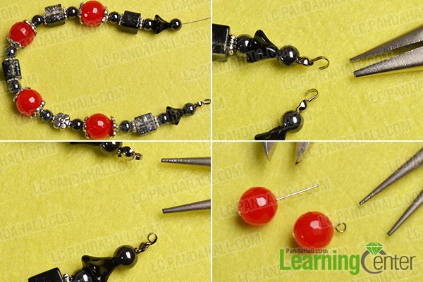 Make the basic part of the Tibetan flower jade beads bracelet