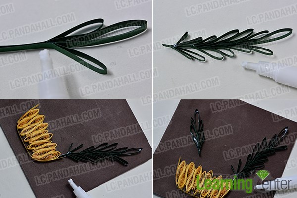 Add quilling leaves ornaments